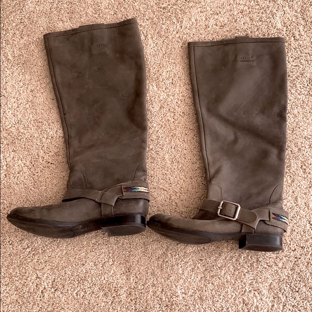 Lucky Brand gray leather boots Sz 8.5